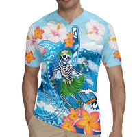 Personalized Hawaii Hula Girl Skeleton Dancing Rugby Jersey Hibiscus Tribal Shark