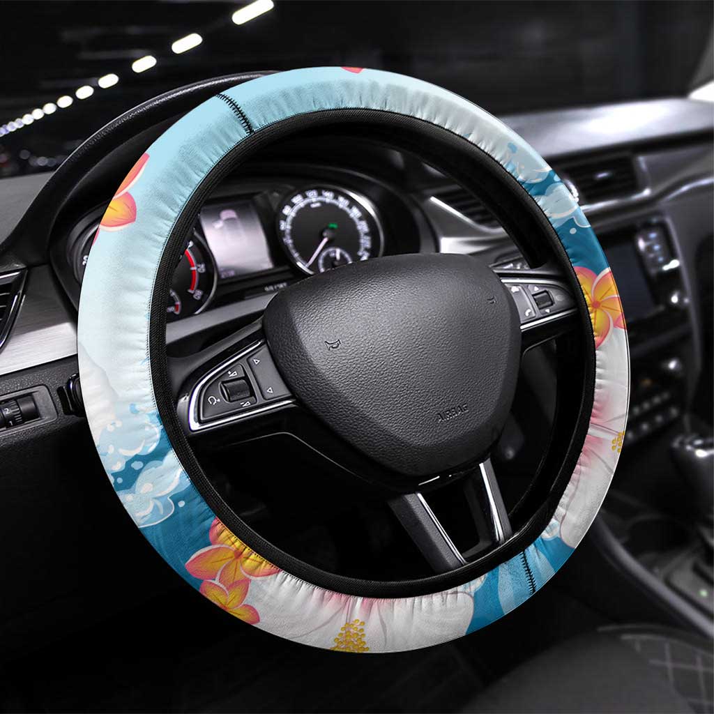 Hawaii Hula Girl Skeleton Dancing Steering Wheel Cover Hibiscus Tribal Shark