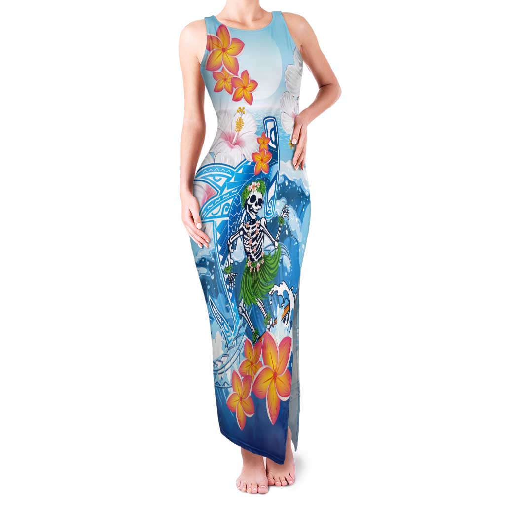 Personalized Hawaii Hula Girl Skeleton Dancing Tank Maxi Dress Hibiscus Tribal Shark