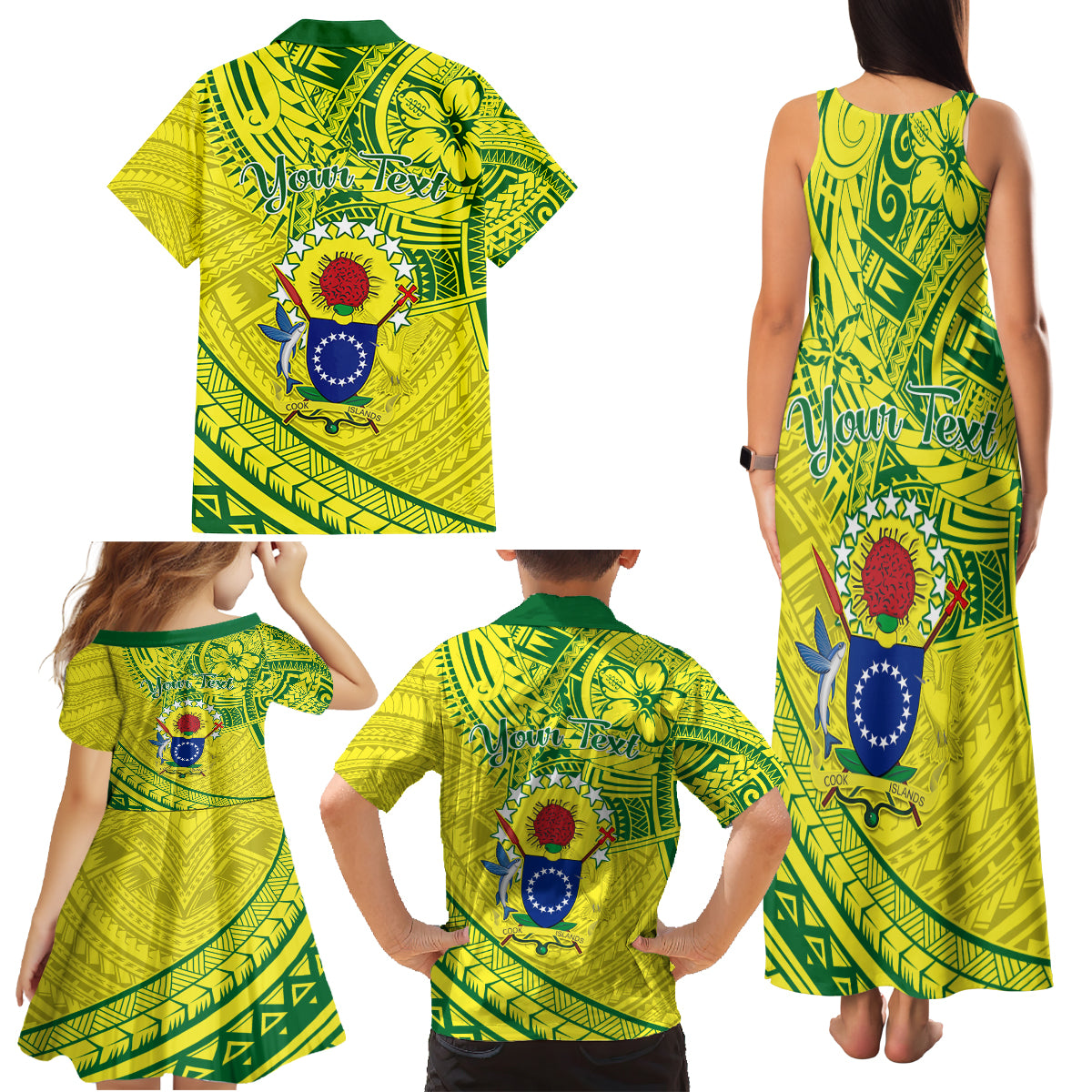 Kia Orana Cook Islands Family Matching Tank Maxi Dress and Hawaiian Shirt Turtle Yellow Green Polynesian Pattern LT01 - Polynesian Pride