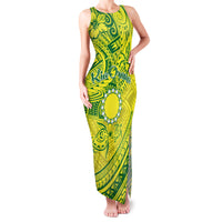 Kia Orana Cook Islands Family Matching Tank Maxi Dress and Hawaiian Shirt Turtle Yellow Green Polynesian Pattern LT01 Mom's Dress Green - Polynesian Pride