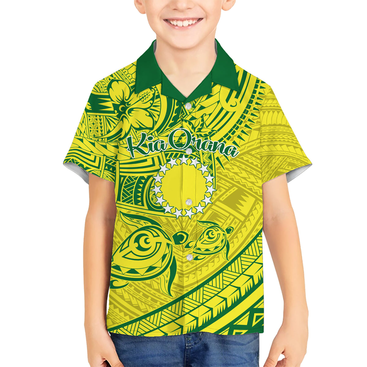 Kia Orana Cook Islands Hawaiian Shirt Turtle Yellow Green Polynesian Pattern LT01 - Polynesian Pride