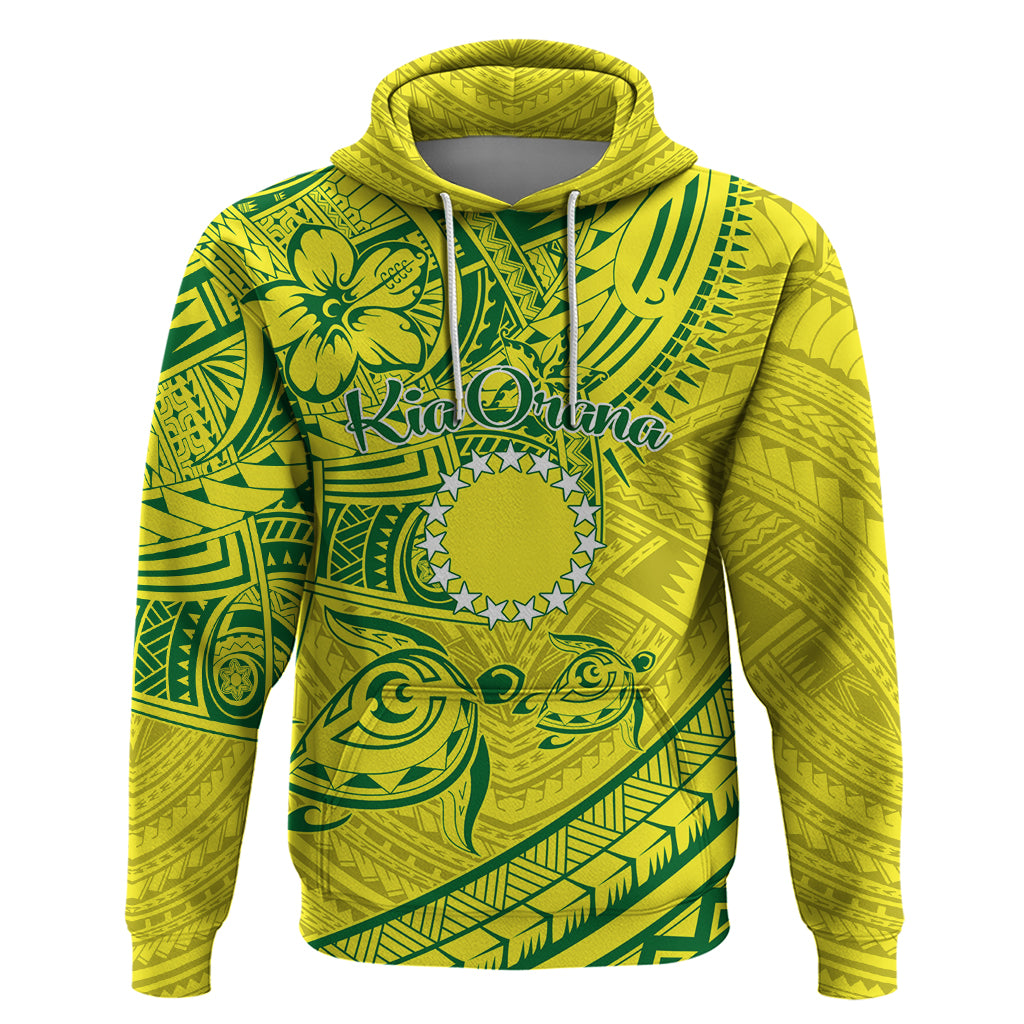 Kia Orana Cook Islands Hoodie Turtle Yellow Green Polynesian Pattern LT01 Pullover Hoodie Green - Polynesian Pride