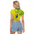 Kia Orana Cook Islands Raglan Cropped T Shirt Turtle Yellow Green Polynesian Pattern LT01 - Polynesian Pride