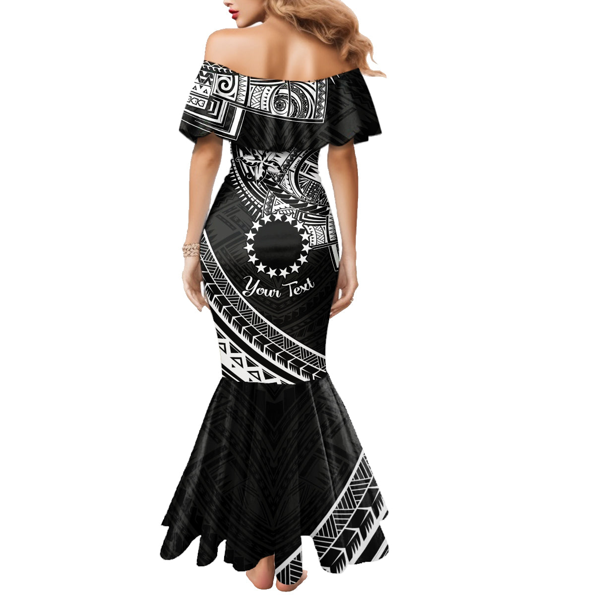 Kia Orana Cook Islands Family Matching Mermaid Dress and Hawaiian Shirt Circle Stars With Floral White Pattern LT01 - Polynesian Pride