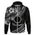 Kia Orana Cook Islands Hoodie Circle Stars With Floral White Pattern LT01 Zip Hoodie Black - Polynesian Pride