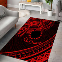 Kia Orana Cook Islands Area Rug Circle Stars With Floral Red Pattern LT01 - Polynesian Pride