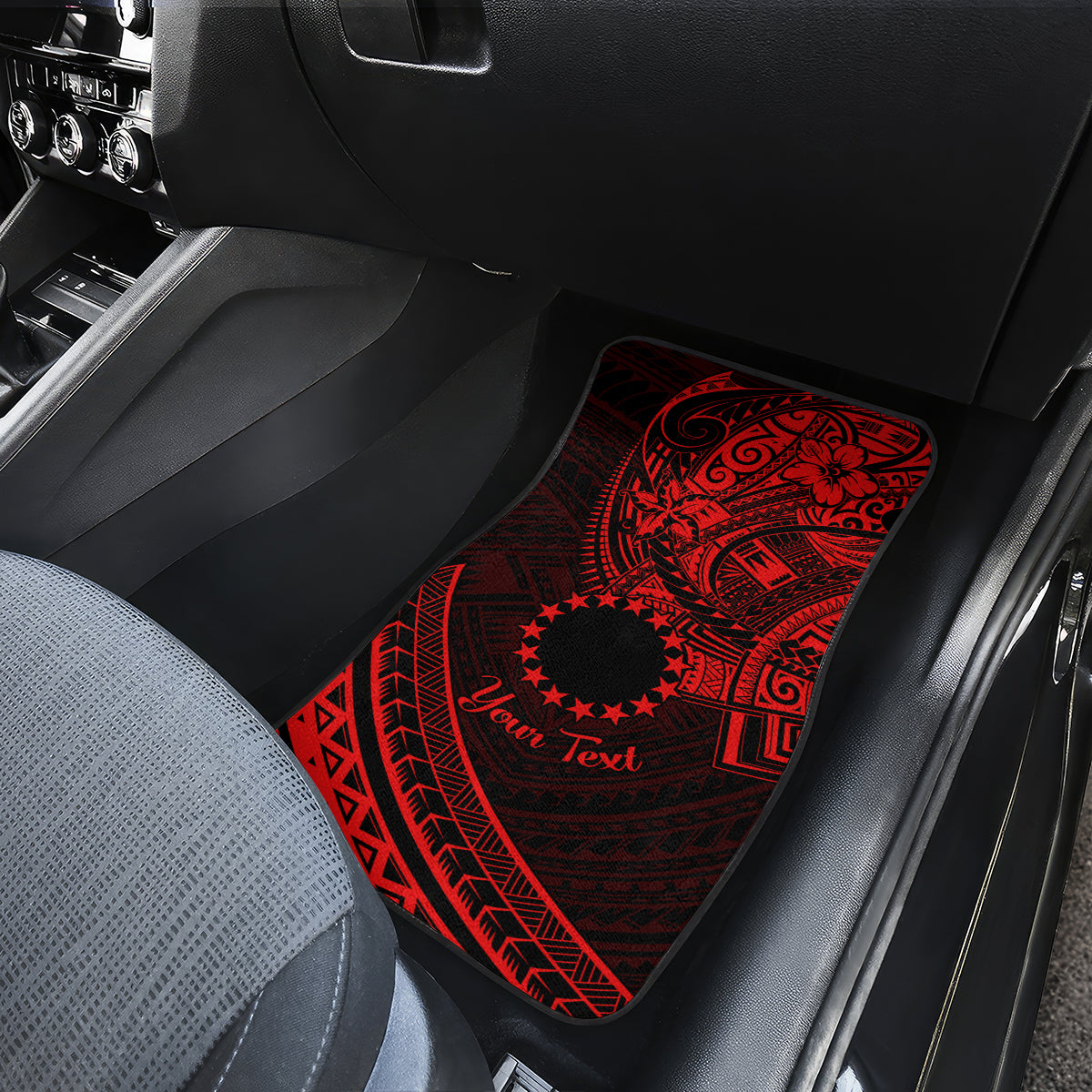 Kia Orana Cook Islands Car Mats Circle Stars With Floral Red Pattern LT01 - Polynesian Pride