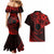 Kia Orana Cook Islands Couples Matching Mermaid Dress and Hawaiian Shirt Circle Stars With Floral Red Pattern LT01 - Polynesian Pride