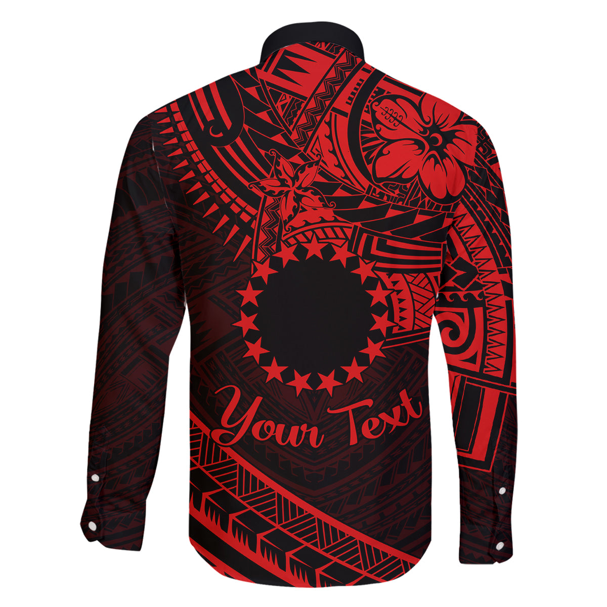 Kia Orana Cook Islands Family Matching Puletasi Dress and Hawaiian Shirt Circle Stars With Floral Red Pattern LT01 - Polynesian Pride