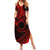 Kia Orana Cook Islands Summer Maxi Dress Circle Stars With Floral Red Pattern LT01 Women Red - Polynesian Pride