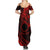 Kia Orana Cook Islands Summer Maxi Dress Circle Stars With Floral Red Pattern LT01 - Polynesian Pride