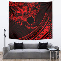 Kia Orana Cook Islands Tapestry Circle Stars With Floral Red Pattern LT01 - Polynesian Pride
