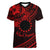 Kia Orana Cook Islands Women V Neck T Shirt Circle Stars With Floral Red Pattern LT01 Female Red - Polynesian Pride