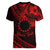 Kia Orana Cook Islands Women V Neck T Shirt Circle Stars With Floral Red Pattern LT01 - Polynesian Pride