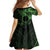 Kia Orana Cook Islands Family Matching Mermaid Dress and Hawaiian Shirt Circle Stars With Floral Green Pattern LT01
