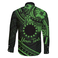 Kia Orana Cook Islands Family Matching Puletasi Dress and Hawaiian Shirt Circle Stars With Floral Green Pattern LT01 - Polynesian Pride