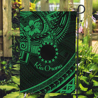 Kia Orana Cook Islands Garden Flag Circle Stars With Floral Green Pattern LT01