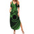 Kia Orana Cook Islands Summer Maxi Dress Circle Stars With Floral Green Pattern LT01