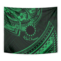 Kia Orana Cook Islands Tapestry Circle Stars With Floral Green Pattern LT01