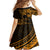 Kia Orana Cook Islands Family Matching Long Sleeve Bodycon Dress and Hawaiian Shirt Circle Stars With Floral Gold Pattern LT01 - Polynesian Pride