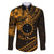 Kia Orana Cook Islands Family Matching Long Sleeve Bodycon Dress and Hawaiian Shirt Circle Stars With Floral Gold Pattern LT01 Dad's Shirt - Long Sleeve Gold - Polynesian Pride