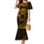 Kia Orana Cook Islands Family Matching Mermaid Dress and Hawaiian Shirt Circle Stars With Floral Gold Pattern LT01 Mom's Dress Gold - Polynesian Pride