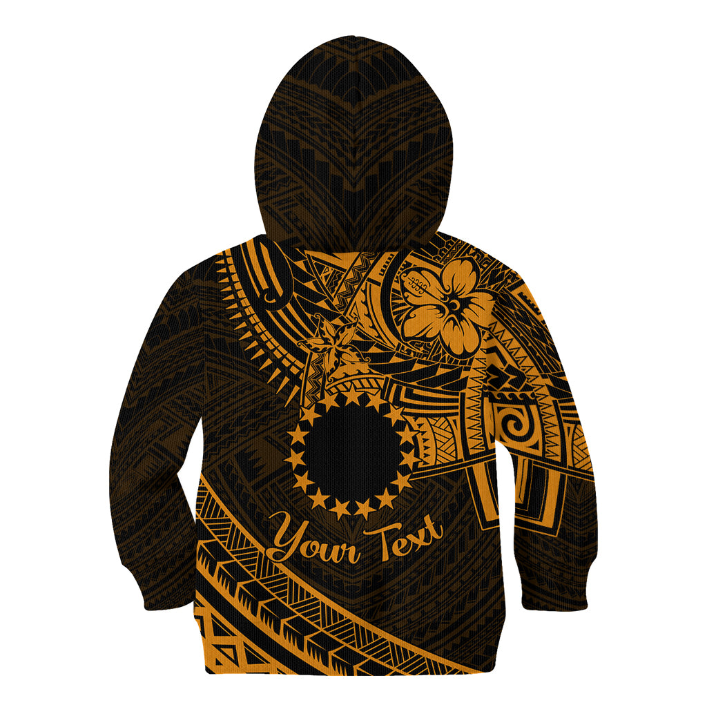 Kia Orana Cook Islands Kid Hoodie Circle Stars With Floral Gold Pattern LT01 - Polynesian Pride