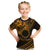 Kia Orana Cook Islands Kid T Shirt Circle Stars With Floral Gold Pattern LT01 Gold - Polynesian Pride