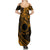 Kia Orana Cook Islands Summer Maxi Dress Circle Stars With Floral Gold Pattern LT01 - Polynesian Pride