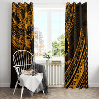 Kia Orana Cook Islands Window Curtain Circle Stars With Floral Gold Pattern LT01 - Polynesian Pride