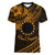 Kia Orana Cook Islands Women V Neck T Shirt Circle Stars With Floral Gold Pattern LT01 Female Gold - Polynesian Pride