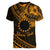 Kia Orana Cook Islands Women V Neck T Shirt Circle Stars With Floral Gold Pattern LT01 - Polynesian Pride