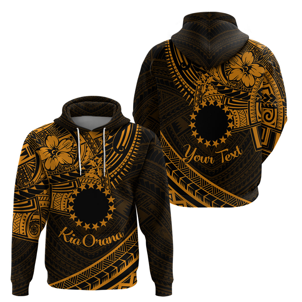 Kia Orana Cook Islands Zip Hoodie Circle Stars With Floral Gold Pattern LT01 - Polynesian Pride