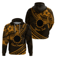 Kia Orana Cook Islands Zip Hoodie Circle Stars With Floral Gold Pattern LT01 - Polynesian Pride