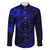 Kia Orana Cook Islands Family Matching Mermaid Dress and Hawaiian Shirt Circle Stars With Floral Navy Blue Pattern LT01 Dad's Shirt - Long Sleeve Blue - Polynesian Pride