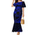 Kia Orana Cook Islands Family Matching Mermaid Dress and Hawaiian Shirt Circle Stars With Floral Navy Blue Pattern LT01 Mom's Dress Blue - Polynesian Pride