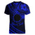 Kia Orana Cook Islands Women V Neck T Shirt Circle Stars With Floral Navy Blue Pattern LT01 - Polynesian Pride
