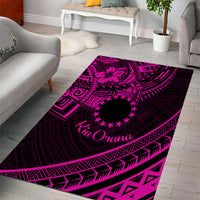 Kia Orana Cook Islands Area Rug Circle Stars With Floral Pink Pattern LT01 - Polynesian Pride