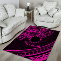 Kia Orana Cook Islands Area Rug Circle Stars With Floral Pink Pattern LT01 - Polynesian Pride