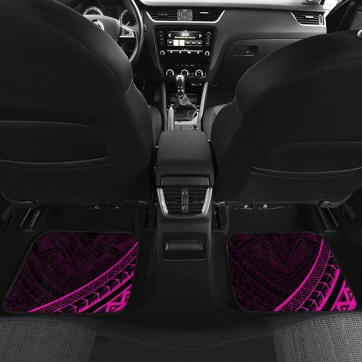 Kia Orana Cook Islands Car Mats Circle Stars With Floral Pink Pattern LT01 - Polynesian Pride