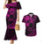 Kia Orana Cook Islands Couples Matching Mermaid Dress and Hawaiian Shirt Circle Stars With Floral Pink Pattern LT01 Pink - Polynesian Pride