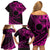 Kia Orana Cook Islands Family Matching Off Shoulder Short Dress and Hawaiian Shirt Circle Stars With Floral Pink Pattern LT01 - Polynesian Pride