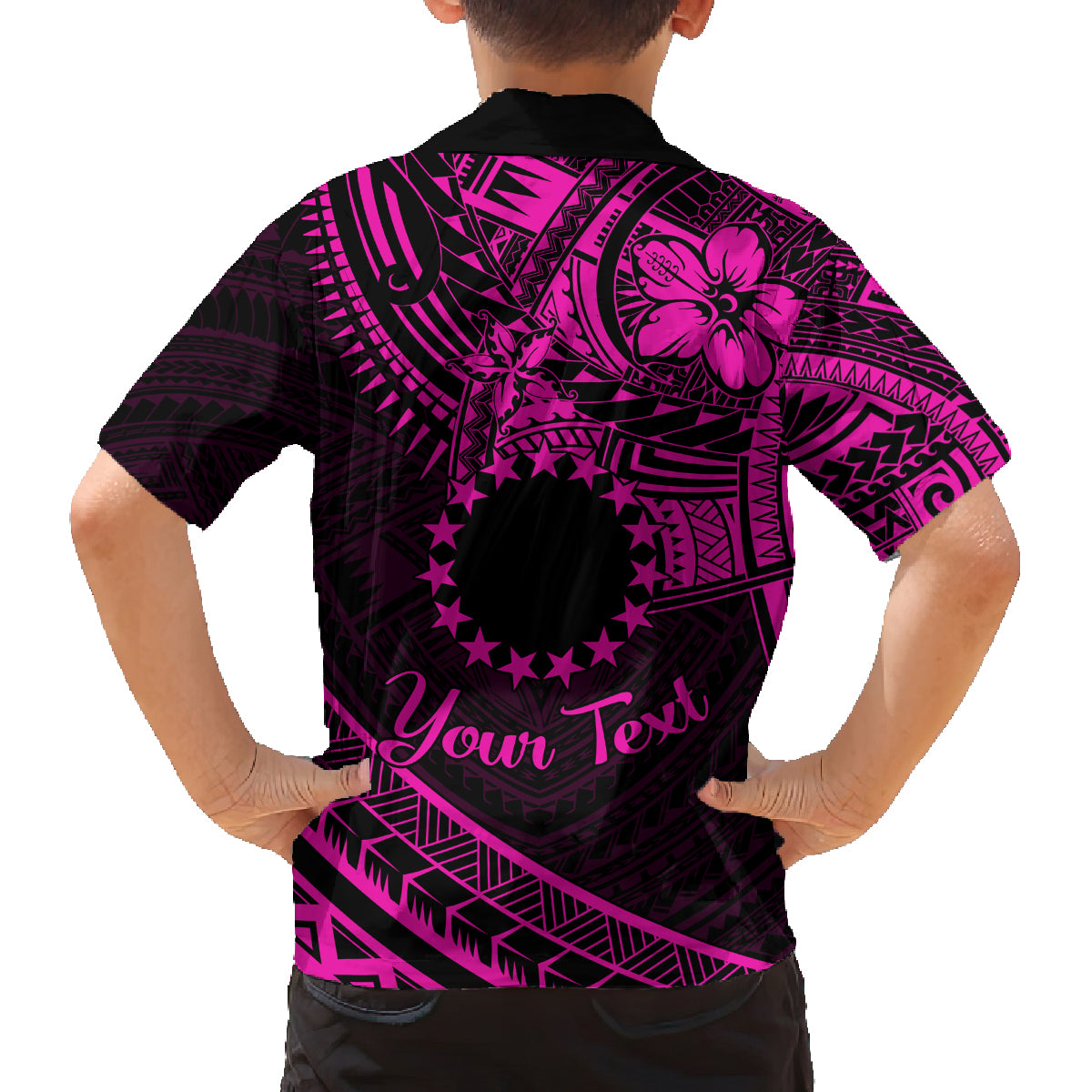 Kia Orana Cook Islands Family Matching Tank Maxi Dress and Hawaiian Shirt Circle Stars With Floral Pink Pattern LT01 - Polynesian Pride