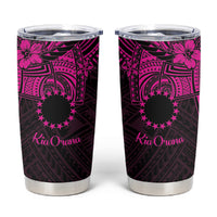 Kia Orana Cook Islands Tumbler Cup Circle Stars With Floral Pink Pattern