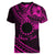 Kia Orana Cook Islands Women V Neck T Shirt Circle Stars With Floral Pink Pattern LT01 - Polynesian Pride