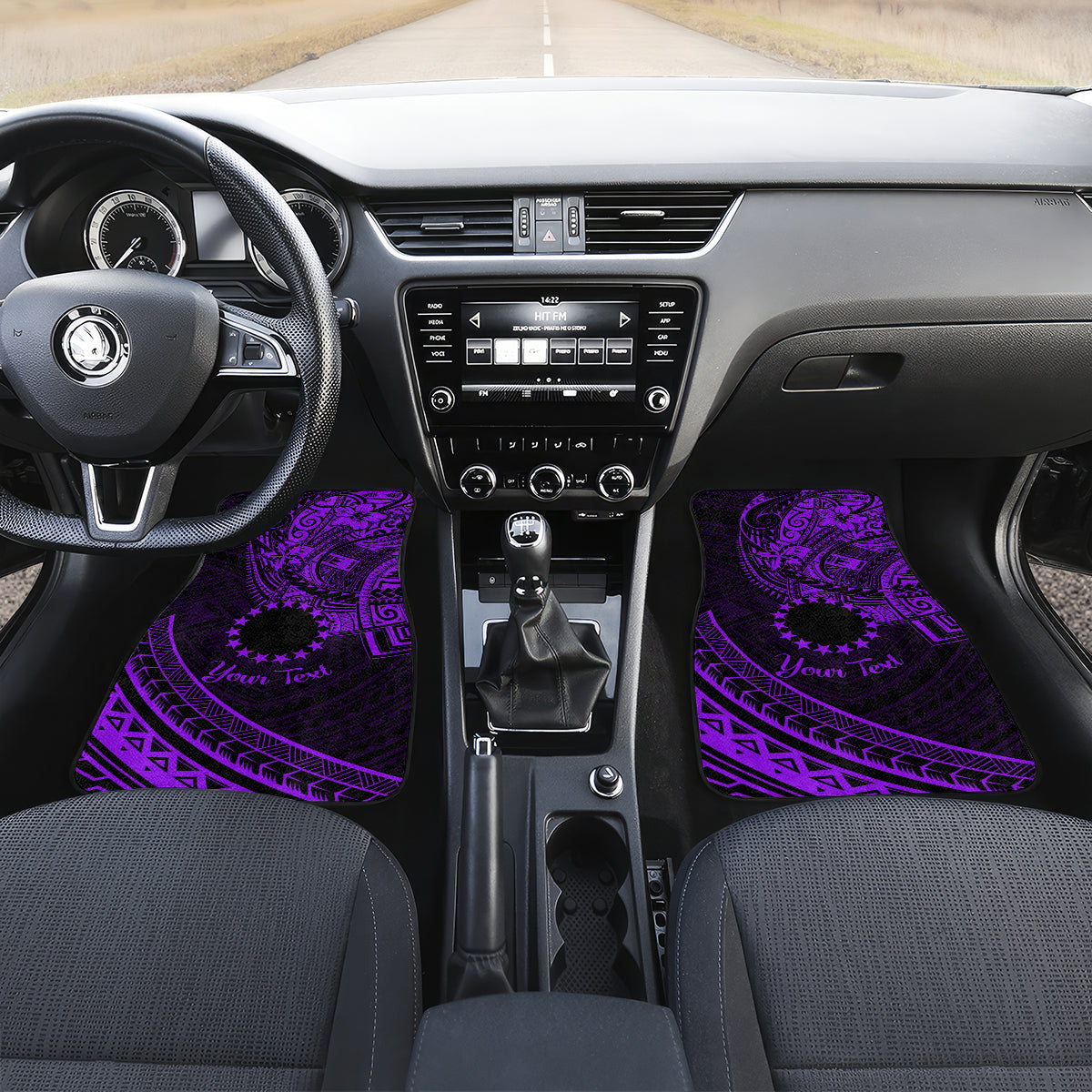 Kia Orana Cook Islands Car Mats Circle Stars With Floral Purple Pattern LT01 - Polynesian Pride