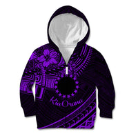 Kia Orana Cook Islands Kid Hoodie Circle Stars With Floral Purple Pattern LT01 Zip Hoodie Purple - Polynesian Pride