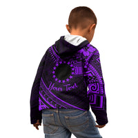 Kia Orana Cook Islands Kid Hoodie Circle Stars With Floral Purple Pattern LT01 - Polynesian Pride