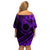 Kia Orana Cook Islands Off Shoulder Short Dress Circle Stars With Floral Purple Pattern LT01 - Polynesian Pride